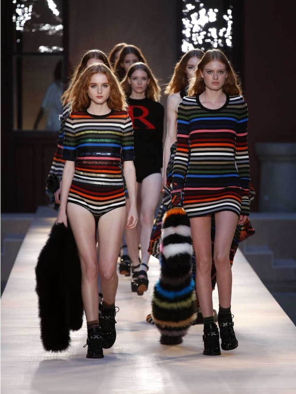 Striped Knit Mini Dress - Multicolor